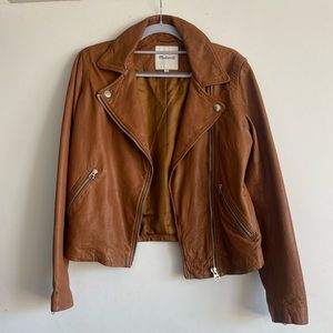 Madewell Washed Leather Motorcycle Jacket, Size M, only worn twice!